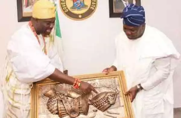 Photos: Ooni of Ife visits Governor Ambode